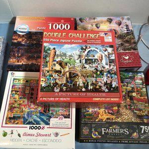 LOT of 5 Puzzles - Aimee Stewart Hidden 1000, A Picture of Health 550 & More F66